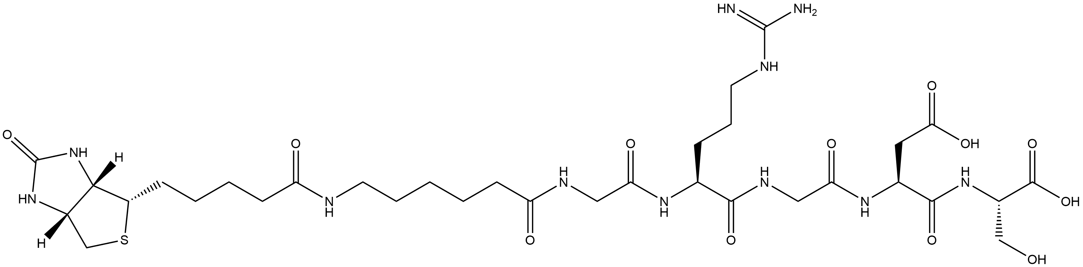 BIOTINYL-ΕAHX-GLY-ARG-GLY-ASP-SER-OH TRIFLUOROACETATE SALT, 2022956-45-0, 结构式