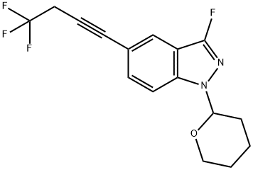 3-氟-1-(四氢-2H-吡喃-2-基)-5-(4,4,4-三氟丁-1-炔-1-基)-1H-吲唑, 2052136-98-6, 结构式