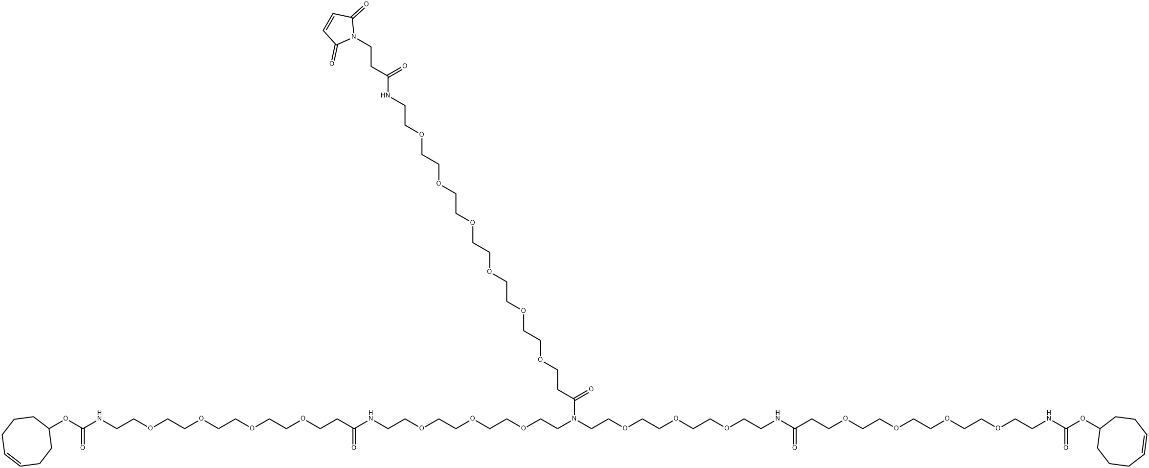 N-(马来酰亚胺-六聚乙二醇)-N-双(七聚乙二醇-反式环辛烯), 2093152-84-0, 结构式