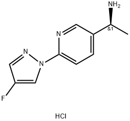 (S)-1-(6-(4-氟-1H-吡唑-1-基)吡啶-3-基)乙-1-胺盐酸盐, 2097133-17-8, 结构式
