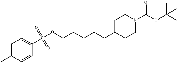 叔-丁基 4-(5-(甲苯磺酰氧代)戊基)哌啶-1-甲酸基酯, 2102410-78-4, 结构式