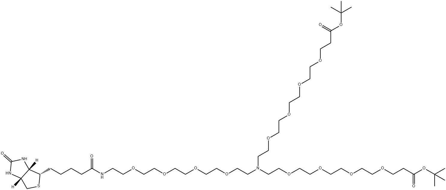 N-(生物素-四聚乙二醇)-N-双(四聚乙二醇-叔丁基酯), 2112730-79-5, 结构式