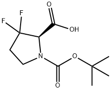 (R)-1-(叔丁氧羰基)-3,3-二氟吡咯烷-2-羧酸, 2165961-82-8, 结构式