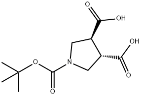 (3S,4S)-1-BOC-吡咯烷-3,4-二甲酸, 2170869-18-6, 结构式