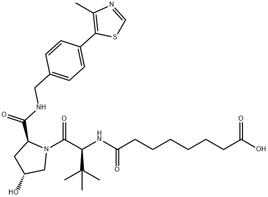 8-[[(S)-1-[(2S,4R)-4-羟基-2-[[4-(4-甲基噻唑-5-基)苄基]氨基甲酰基]吡咯烷-1-基]-3,3-二甲基-1-氧代丁烷-2-基]氨基]-8-氧代辛酸, 2172819-75-7, 结构式