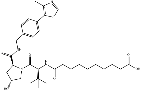 10-(((S)-1-((2S,4R)-4-羟基-2-((4-(4-甲基噻唑-5-基)苄基)氨基甲酰基)吡咯烷-1-基)-3,3-二甲基-1-氧代丁-2-基)氨基)-10-氧代癸酸, 2172819-77-9, 结构式