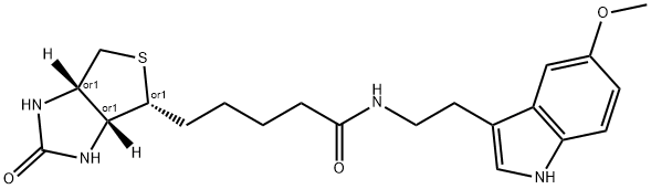 REL-N-(2-(5-甲氧基-1H-吲哚-3-基)乙基)-5-((3AR,4R,6AS)-2-氧代六氢-1H-噻吩并[3,4-D]咪唑-4-基)戊酰胺, 2193462-87-0, 结构式