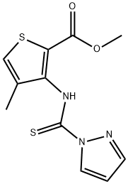 Methyl 4-methyl-3-[(1H-pyrazol-1-ylcarbonothioyl)amino]thiophene-2-carboxylate, 2197056-73-6, 结构式