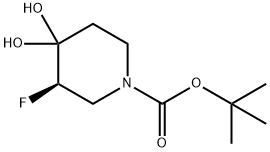 (R)-3-氟-4,4-二羟基哌啶-1-羧酸叔丁酯, 2200580-26-1, 结构式