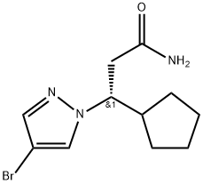 (R)-3-(4-溴-1H-吡唑-1-基)-3-环戊基丙烷酰胺, 2201066-06-8, 结构式