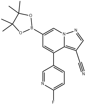 4-(6-氟吡啶-3-基)-6-(4,4,5,5-四甲基-1,3,2-二氧硼杂环戊烷-2-基)吡唑并[1,5-A]吡啶-3-甲腈, 2222756-25-2, 结构式