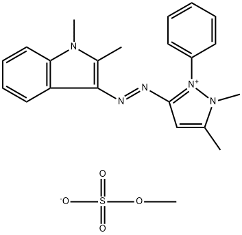 3-[(1,2-二甲基-1H-吲哚-3-基)偶氮]-1,5-二甲基-2-苯基-1H-吡唑(硫酸甲酯)盐, 89923-54-6, 结构式