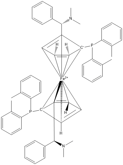 (RP,R′P)-1,1′-双[双(2-甲苯基)膦基]-2,2′-双[(S)-Α-(二甲氨基)苯甲基]二茂铁, 831226-39-2, 结构式