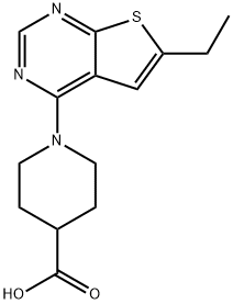 1-(6-乙基-噻吩并[2,3-D]嘧啶-4-基)-哌啶-4-羧酸, 842971-64-6, 结构式