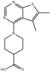 1-(5,6-二甲基-噻吩并[2,3-D]嘧啶-4-基)-哌啶-4-羧酸, 842971-60-2, 结构式