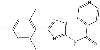 N-[4-(2,4,6-三甲基苯基)-2-噻唑基]-4-吡啶甲酰胺, 849513-58-2, 结构式