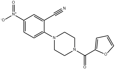 2-(4-(呋喃-2-羰基)哌嗪-1-基)-5-硝基苯甲腈, 849516-63-8, 结构式