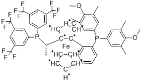 (S)-1-{(SP)-2-[2-[双(4-甲氧基-3,5-二甲苯基)膦]苯基]二茂铁基}乙基双[3,5-双(三氟甲基)苯基]膦, 849925-20-8, 结构式