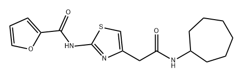 N-(4-(2-(环庚基氨基)-2-氧代乙基)噻唑-2-基)呋喃-2-甲酰胺, 857040-20-1, 结构式