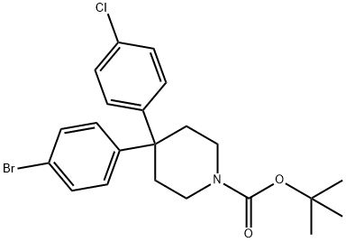 4-(4-溴苯基)-4-(4-氯苯基)哌啶-1-甲酸叔丁酯, 857532-23-1, 结构式