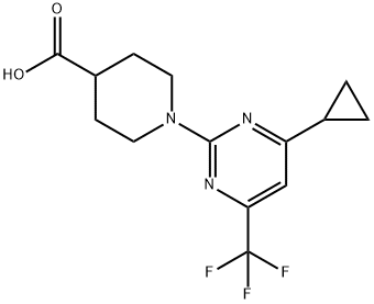 1-[4-环丙基-6-(三氟甲基)嘧啶-2-基]哌啶-4-羧酸, 862652-23-1, 结构式