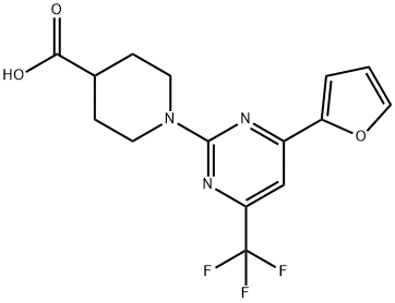 1-[4-(呋喃-2-基)-6-(三氟甲基)嘧啶-2-基]哌啶-4-羧酸, 862712-45-6, 结构式