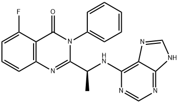 5-氟-3-苯基-2-[(1S)-1-(1H-嘌呤-6-基氨基)乙基]-4(3H)-喹唑啉酮, 870281-17-7, 结构式