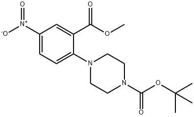 2-(4-(叔丁氧羰基)哌嗪-1-基)-5-硝基苯甲酸甲酯, 870703-73-4, 结构式