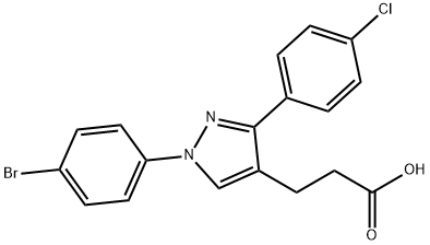 1-(4-溴苯基)-3-(4-氯苯基)吡唑-4-丙酸, 870704-03-3, 结构式
