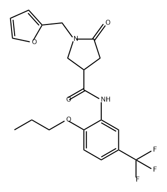 1-(呋喃-2-基甲基)-5-氧代-N-(2-丙氧基-5-(三氟甲基)苯基)吡咯烷-3-甲酰胺, 870760-17-1, 结构式