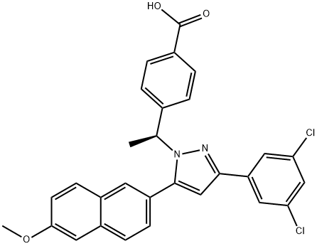 (S)-4-(1-(3-(3,5-二氯苯基)-5-(6-甲氧基萘-2-基)-1H-吡唑-1-基)乙基, 870823-11-3, 结构式