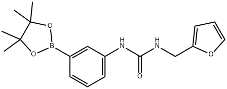 1-(呋喃-2-基甲基)-3-(3-(4,4,5,5-四甲基-1,3,2-二氧硼杂环戊烷-2-基)苯基)脲, 874299-16-8, 结构式