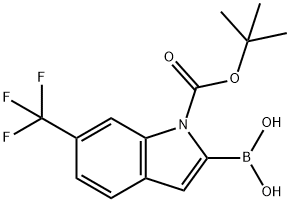 2-硼-6-三氟甲基-1H-吲哚-1-羧酸-1-(1,1-二甲基乙基酯), 875558-27-3, 结构式