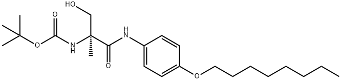 (S)-叔-丁基 (3-羟基-2-甲基-1-((4-(辛氧基)苯基)氨基)-1-氧亚基丙烷-2-基)氨基甲酯, 876913-65-4, 结构式