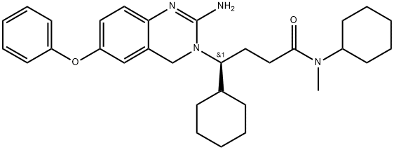 3(4H)-QuinazolinebutanaMide, 2-aMino-N,g-dicyclohexyl-N-Methyl-6-phenoxy-, (gS)-, 877032-57-0, 结构式