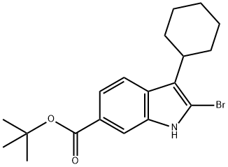 2-溴-3-环己基-1H-吲哚-6-甲酸叔丁酯, 879498-90-5, 结构式