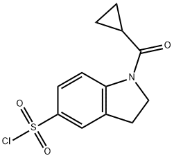 1-(环丙基羰基)-5-二氢吲哚磺酰氯, 879562-21-7, 结构式