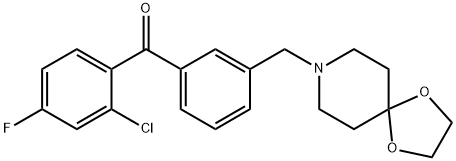 (3-((1,4-二噁烷-8-氮杂螺环并[4.5]癸烷-8-基)甲基)苯基)(2-氯-4-氟苯基)甲酮, 898762-11-3, 结构式