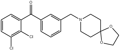 (3-((1,4-二噁烷-8-氮杂螺环并[4.5]癸烷-8-基)甲基)苯基)(2,3-二氯苯基)甲酮, 898762-19-1, 结构式