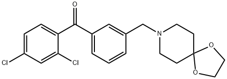 (3-((1,4-二噁烷-8-氮杂螺环并[4.5]癸烷-8-基)甲基)苯基)(2,4-二氯苯基)甲酮, 898762-22-6, 结构式