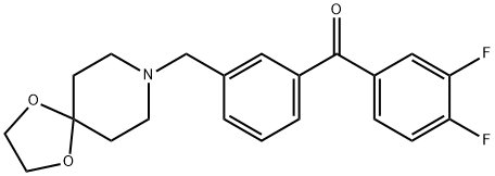 (3-((1,4-二噁烷-8-氮杂螺环并[4.5]癸烷-8-基)甲基)苯基)(3,4-二氟苯基)甲酮, 898762-37-3, 结构式