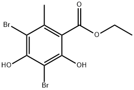 2,4-二羟基-3,5-二溴-6-甲基苯甲酸乙酯, 21855-46-9, 结构式