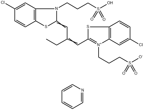 3-[5-氯-2-[2-[5-氯-3-(3-磺酸根丙基)苯并噻唑啉-2-亚基甲基]-1-丁烯基]-3-苯并噻唑啉基]丙磺酸吡啶, 23216-66-2, 结构式