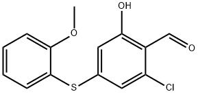 2-氯-6-羟基-4-((2-甲氧基苯基)硫基)苯甲醛, 301179-85-1, 结构式