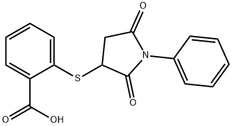 2-(2,5-二氧代-1-苯基-吡咯烷-3-基硫基)-苯甲酸, 301229-04-9, 结构式