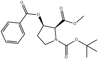 (2S,3R)-N-叔丁氧羰基-3-苯甲酰氧基-2-吡咯烷甲酸甲酯, 496841-07-7, 结构式