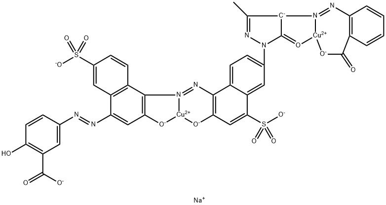 [Μ-[5-[[4-[[6-[4-[(2-羧基苯基)偶氮]-4,5-二氢-3-甲基-5-氧代-1H-吡唑-1-基]-2-羟基-4-磺基-1-萘基]偶氮]-3-羟基-7-磺基-1-萘基]偶氮]-2-羟基苯甲酸]]二铜酸三钠, 71617-70-4, 结构式