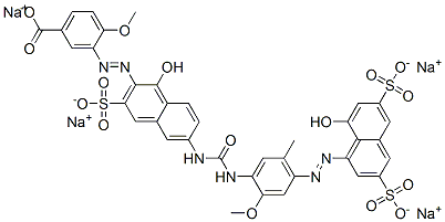 3-[[1-羟基-6-[[[[4-[(8-羟基-3,6-二磺基-1-萘基)偶氮]-2-甲氧基-5-甲基苯基]氨基]羰基]氨基]-3-磺基-2-萘基]偶氮]-4-甲氧基-苯甲酸四钠盐, 71873-47-7, 结构式