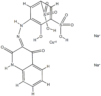 [4-羟基-5-[(1,2,3,4-四氢-2,4-二氧代-3-喹啉基)偶氮]-1,3-苯二磺酸根合]铜酸二钠, 72139-09-4, 结构式