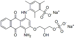 3-[[4-氨基-9,10-二氢-3-[2-羟基-3-(磺酰氧基)丙氧基]-9,10-二氧代-1-蒽基]氨基]-2,4,6-三甲基苯磺酸二钠盐, 72152-62-6, 结构式